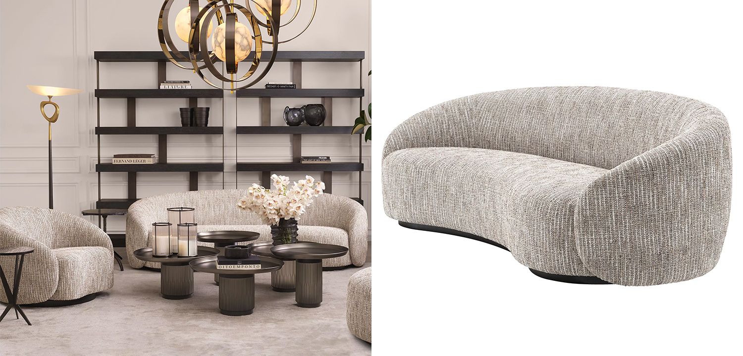 Диван Eichholtz Sofa Amore Бежево-серый Черный - фото