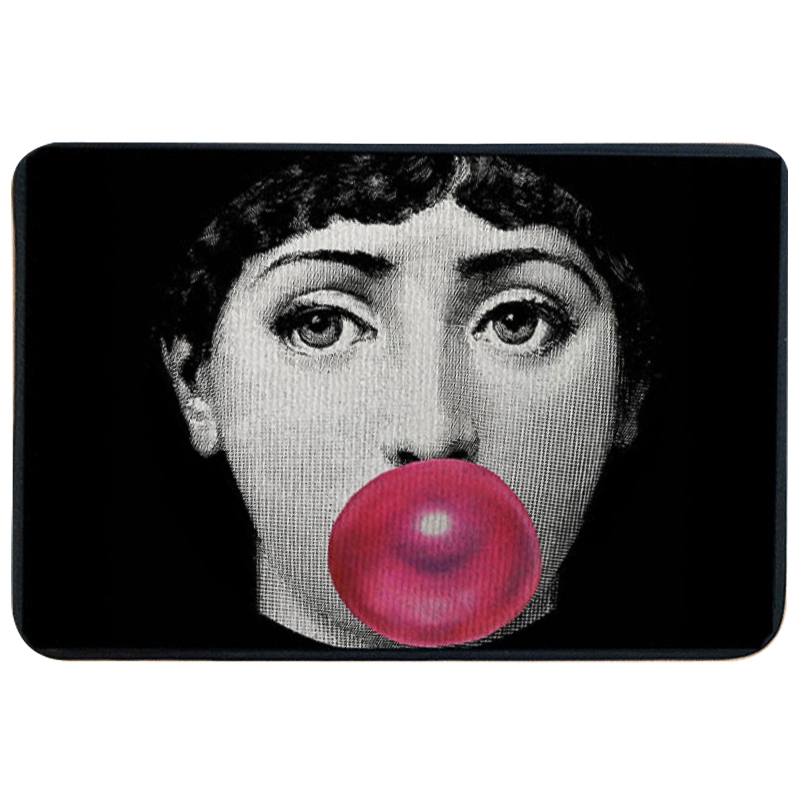 Ковер для прихожей и ванной Fornasetti Pink Bubblegum Rug Черно-белый Розовый в Екатеринбурге | Loft Concept 