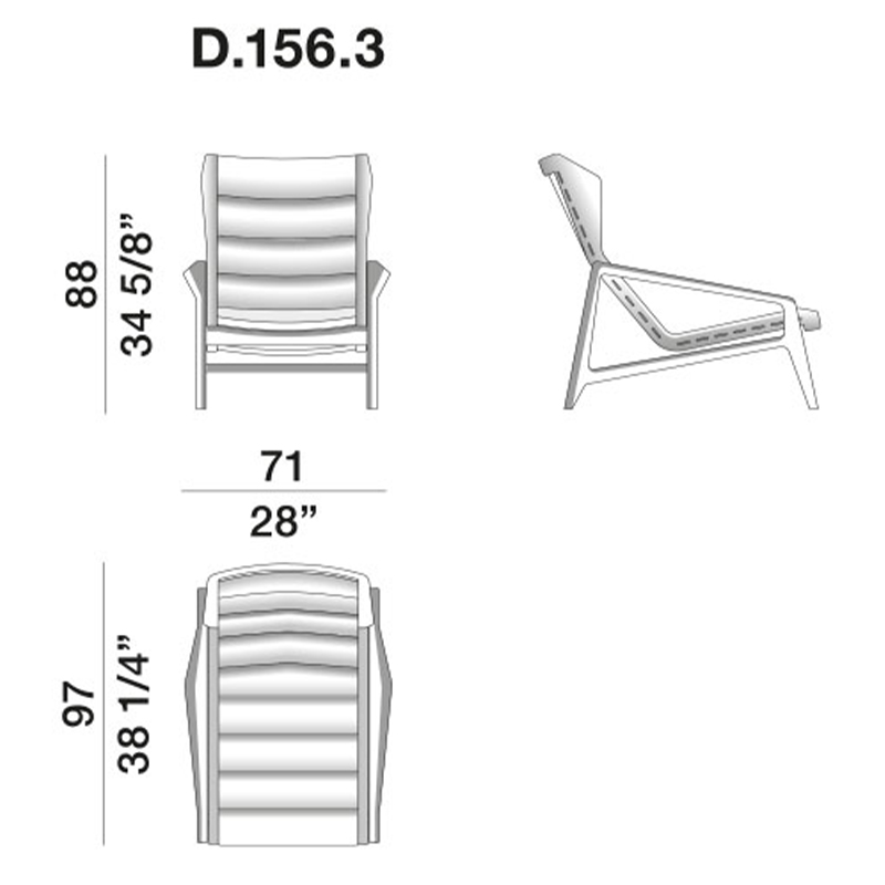 Дизайнерское кресло с подлокотниками из массива дерева Gio Ponti D.156.3 Armchair в Екатеринбурге