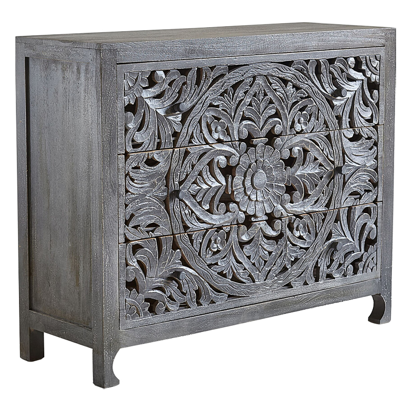 Комод Indian Antique White Furniture Chest of Drawers Kailash серый Серый в Екатеринбурге | Loft Concept 