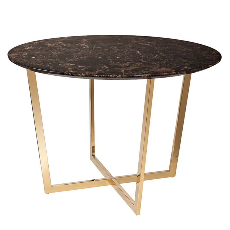 Обеденный стол Dining table Jacques round Brown Коричневый Золотой в Екатеринбурге | Loft Concept 