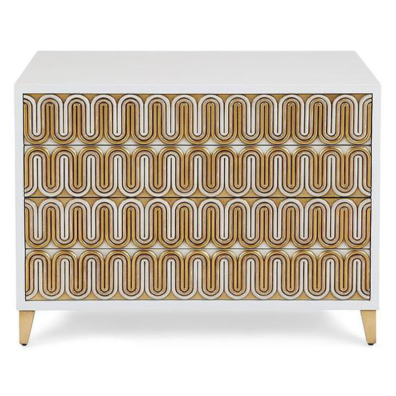 Комод Park Avenue Brass Wave Pattern Chest of Drawers Белый Золотой в Екатеринбурге | Loft Concept 