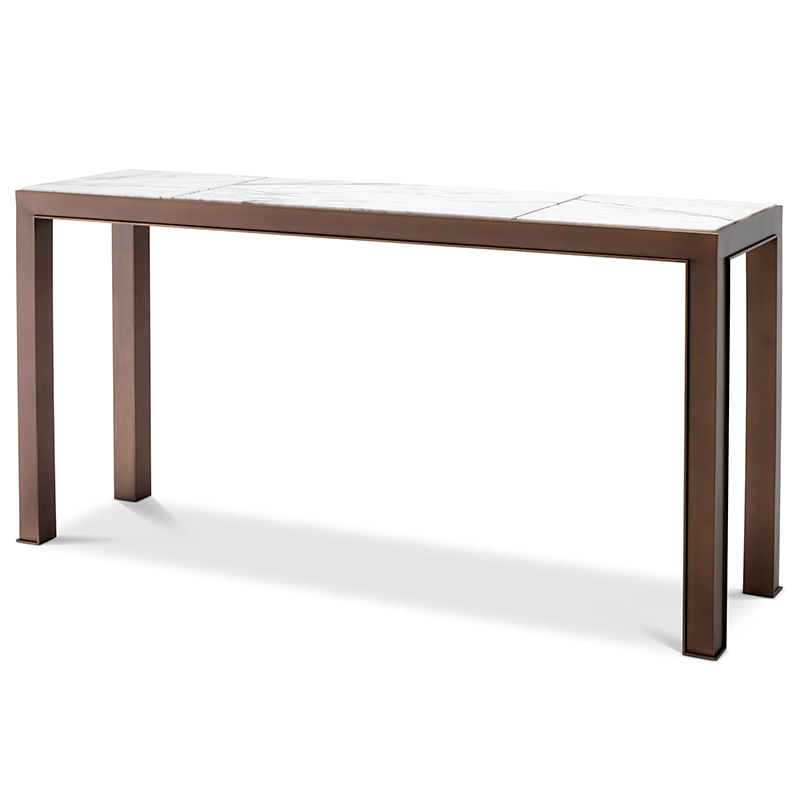 Консоль Eichholtz Console Table Tardieu Белый Мрамор Bianco Бронза Винтажная латунь в Екатеринбурге | Loft Concept 