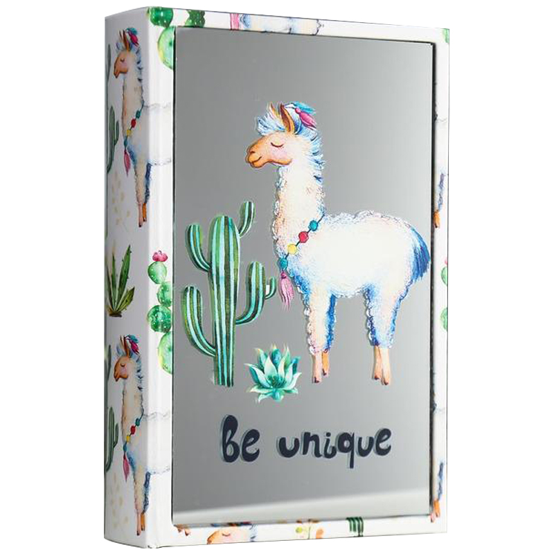 Шкатулка-книга Funny Llama and Cactus Mirror Book Box Мульти Белый в Екатеринбурге | Loft Concept 