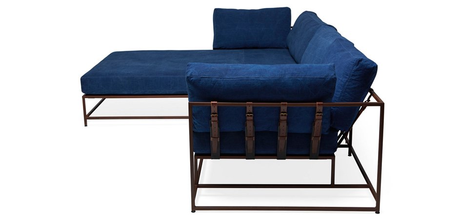 Угловой диван Indigo Denim and copper Sectional sofa  - фото №4