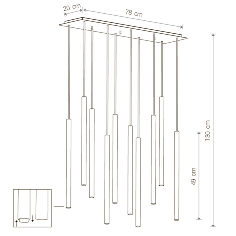 Светильник Trumpet Rectangle Black 10 плафонов в Екатеринбурге