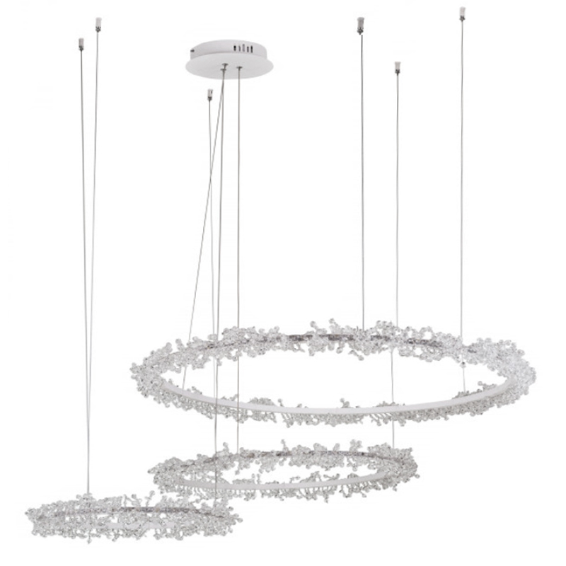 Люстра Crystal round chandelier 3 кольца Белый Прозрачный Белый в Екатеринбурге | Loft Concept 