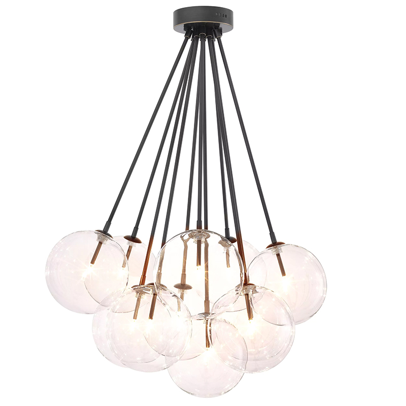 Люстра Eichholtz Ceiling Lamp Molecule Bronze Прозрачное Стекло Темная бронза в Екатеринбурге | Loft Concept 