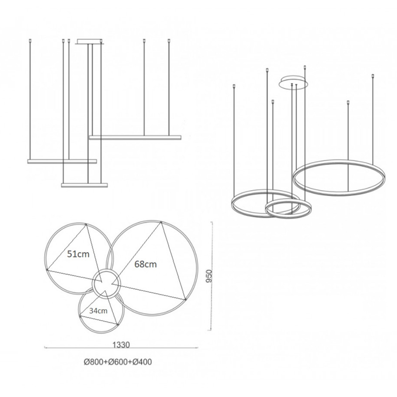 Люстра Crystal round chandelier 3 кольца Белый в Екатеринбурге