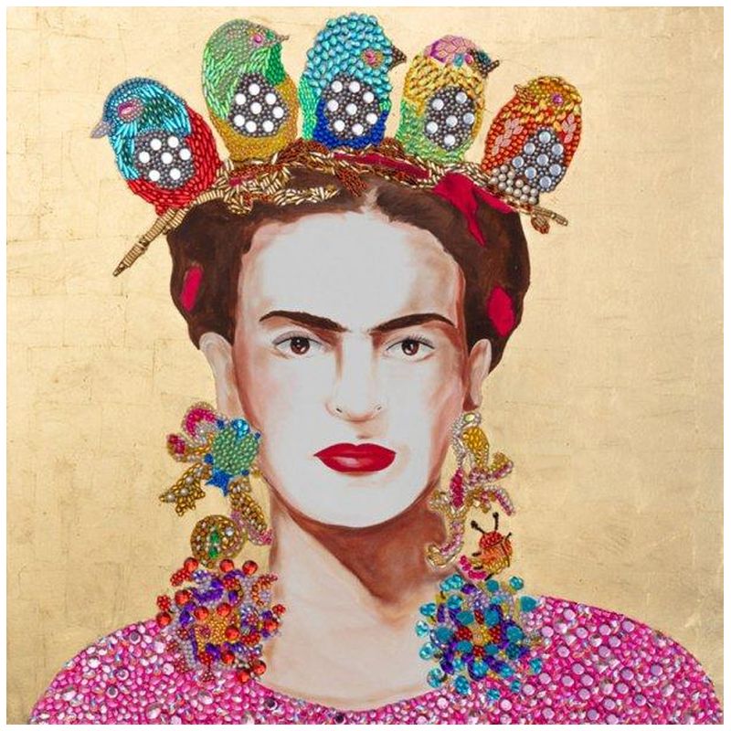 Картина Frida with Little Birds Crown and Gold Leaf Background Мульти в Екатеринбурге | Loft Concept 