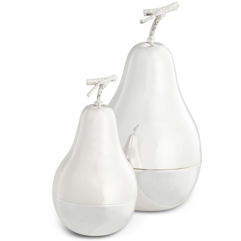 Комплект шкатулок Eichholtz Box Pear Set of 2 Silver Серебряный в Екатеринбурге | Loft Concept 