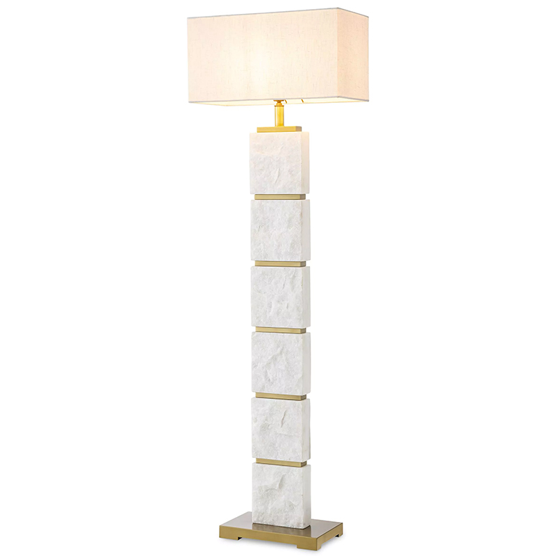 Торшер Eichholtz Floor Lamp Newton Marble Белый Мрамор Bianco Кремовый Латунь в Екатеринбурге | Loft Concept 