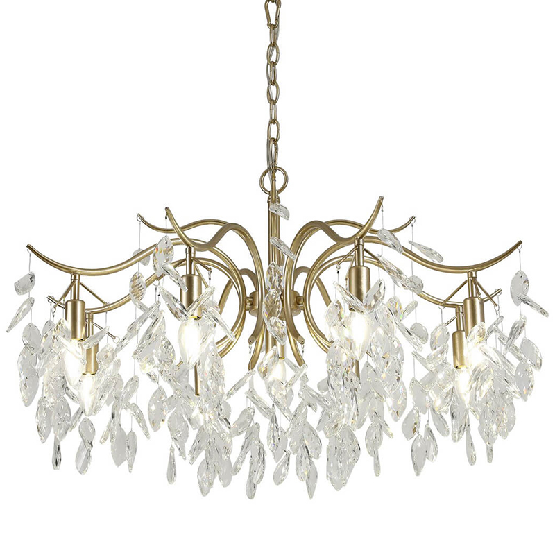 Люстра Hanging Crystal Leaves Chandelier 83 матовое золото Прозрачный (Transparent) в Екатеринбурге | Loft Concept 