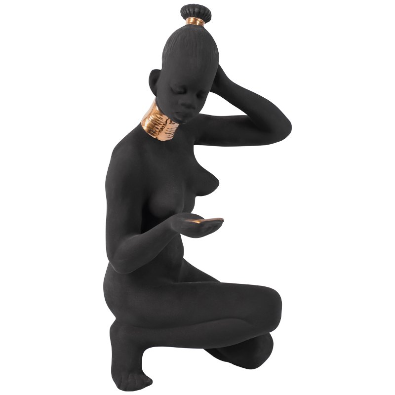 Статуэтка African Woman Sitting Statuette Черный Золотой в Екатеринбурге | Loft Concept 