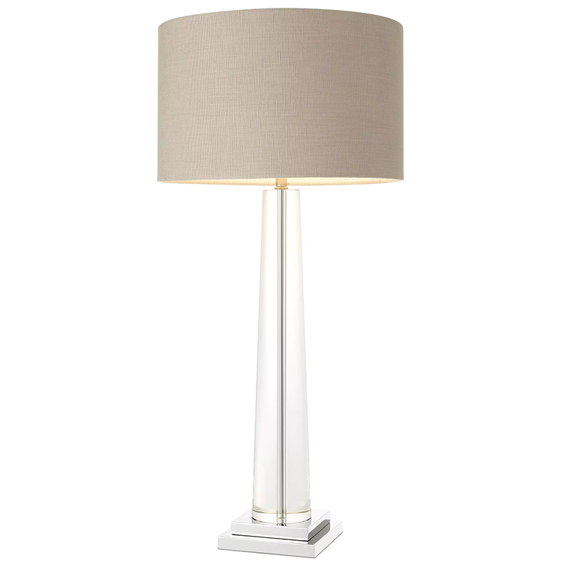 Настольная лампа Eichholtz Table Lamp Oasis Прозрачное Стекло Бежево-серый Никель в Екатеринбурге | Loft Concept 