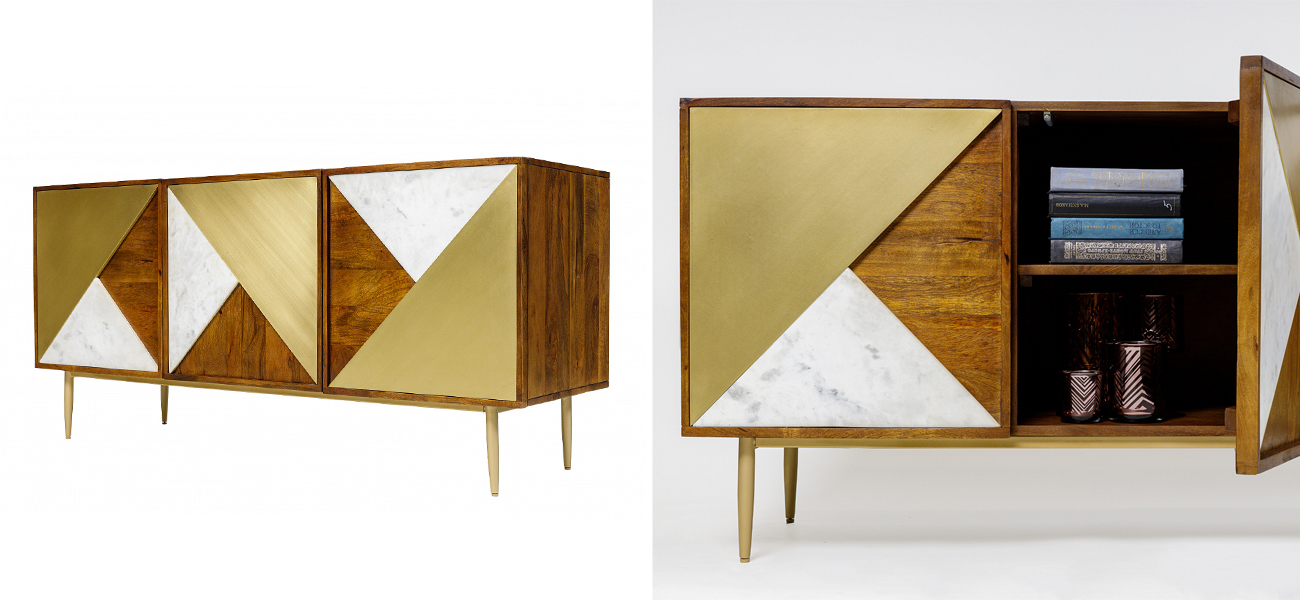 Комод со вставками из мрамора Wooden Origami - фото №1