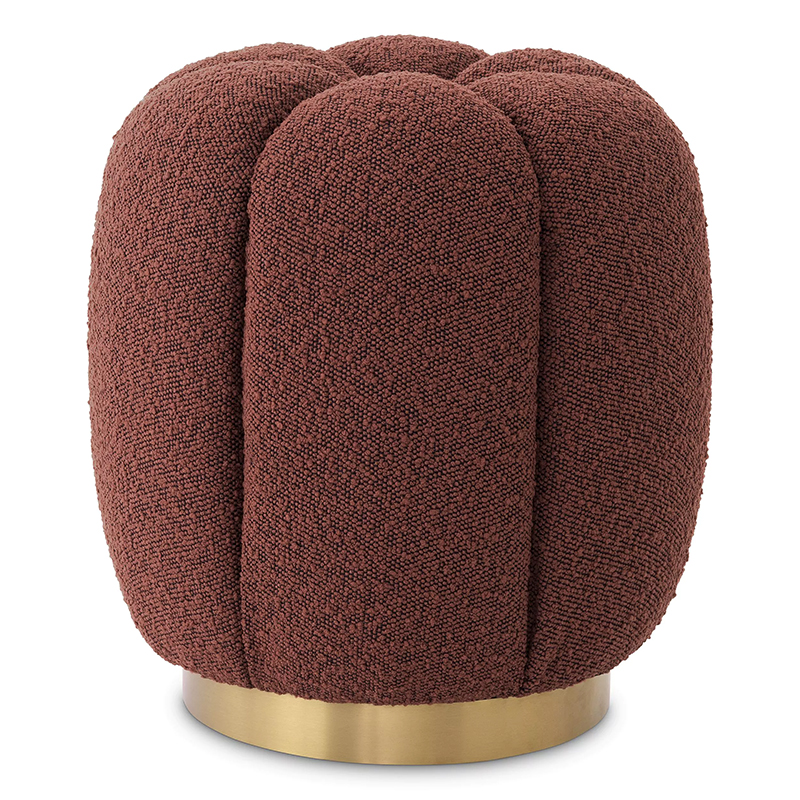 Пуф Eichholtz Stool Orchanic Boucle Rouge Бургундский красный Латунь в Екатеринбурге | Loft Concept 