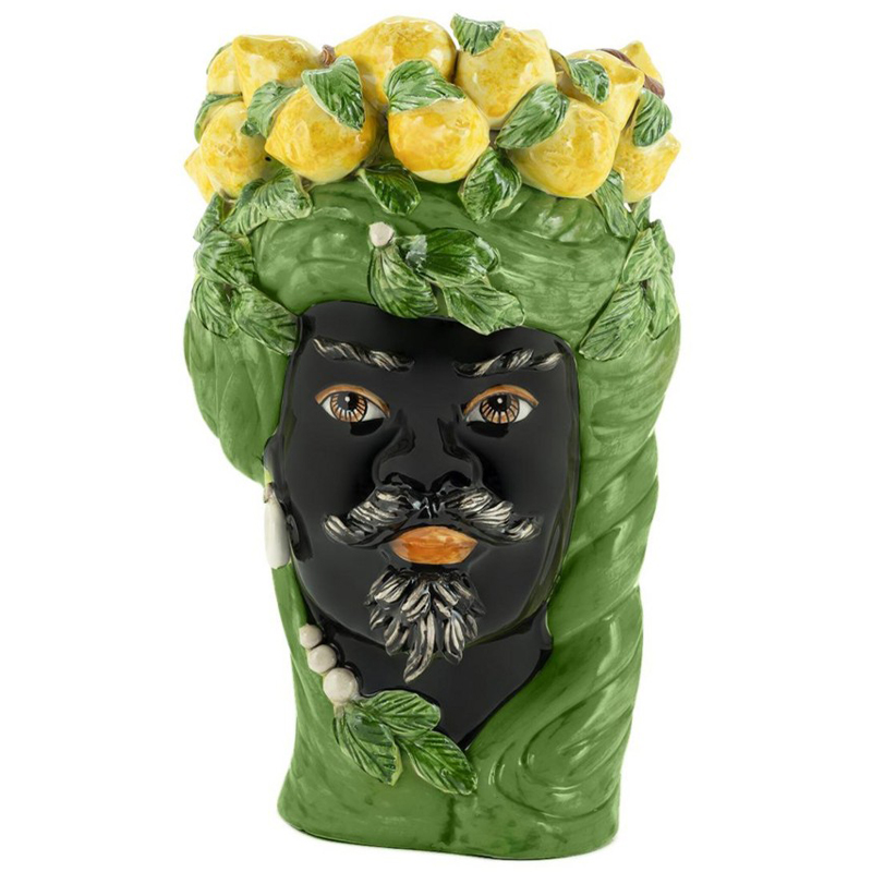 Ваза Vase Lemon Head Man Green Зеленый Желтый Черный в Екатеринбурге | Loft Concept 