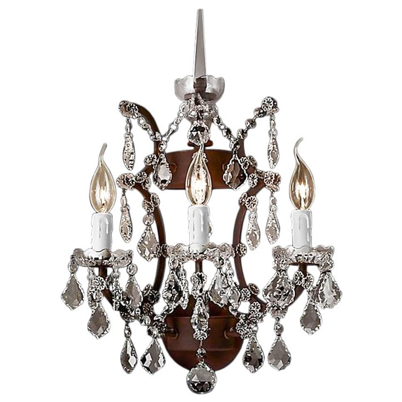 Бра 19th c. Rococo IRON & CLEAR CRYSTAL Brown Wall Lamp Коричневый винтаж Прозрачное Стекло в Екатеринбурге | Loft Concept 