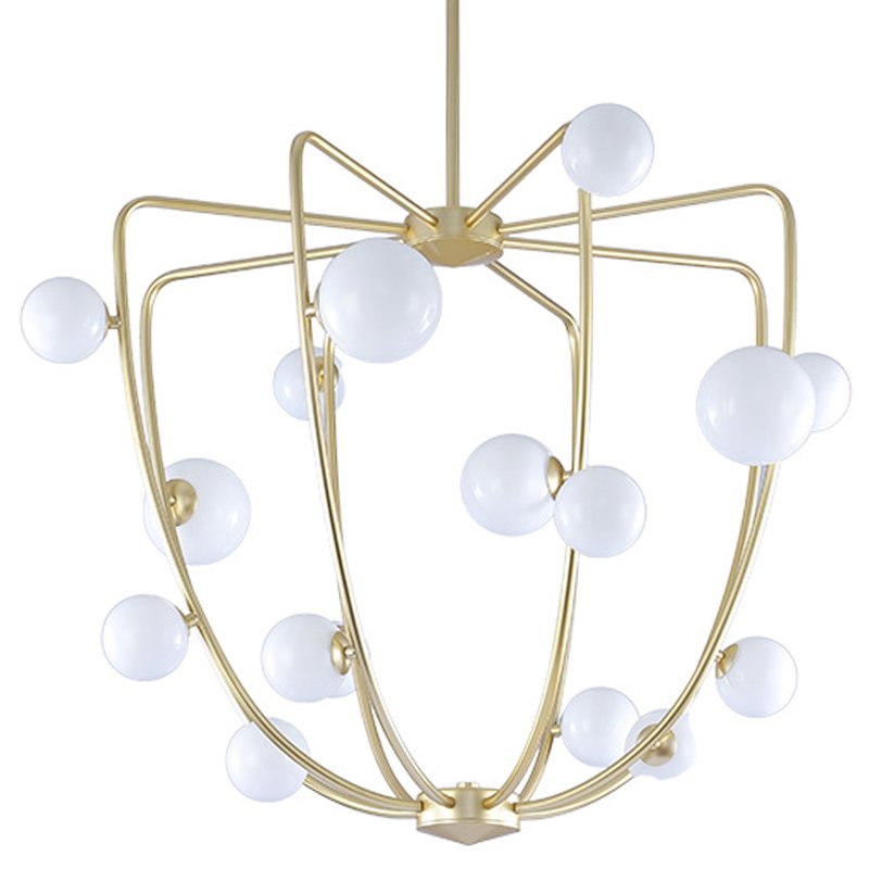 Люстра Cherry Bomb Cage Chandelier CB.36.01 Латунь Прозрачный белый в Екатеринбурге | Loft Concept 