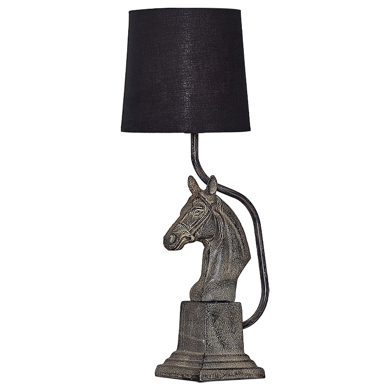 Настольная лампа с абажуром Lampshade Horse Sculpture Черный Металлик винтаж в Екатеринбурге | Loft Concept 