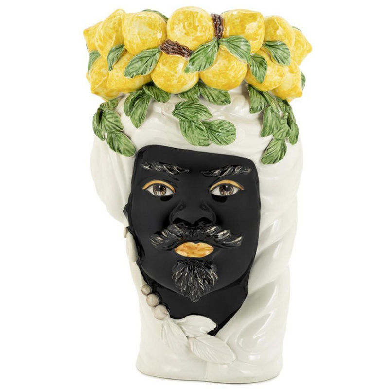 Ваза Vase Lemon Head Man White Белый Черный Желтый Зеленый в Екатеринбурге | Loft Concept 