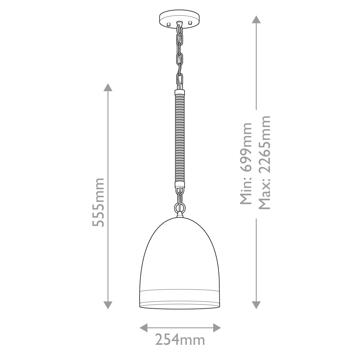 Подвесной светильник белый колоколообразный с декоративной обмоткой из веревки Hinkley в Екатеринбурге