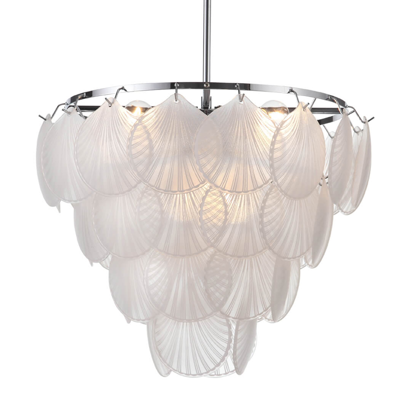 Люстра Glass Shells Suspension Chandelier Белый Хром в Екатеринбурге | Loft Concept 