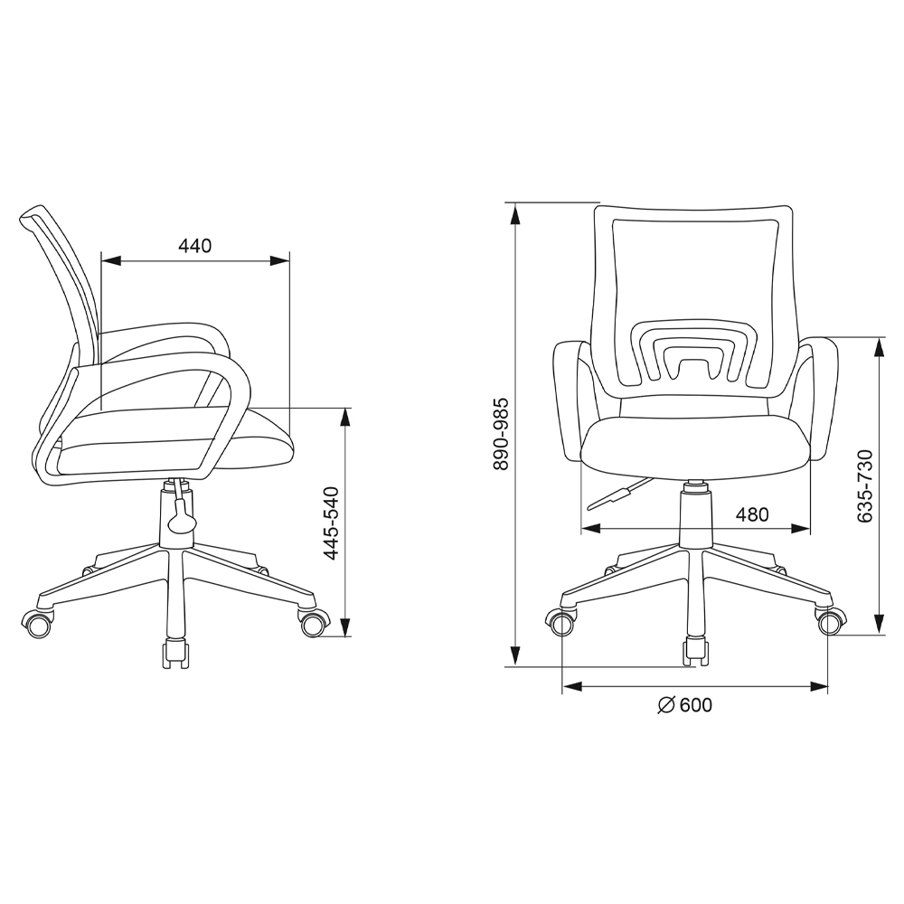 Офисное кресло с основанием из белого пластика Desk chairs Black в Екатеринбурге