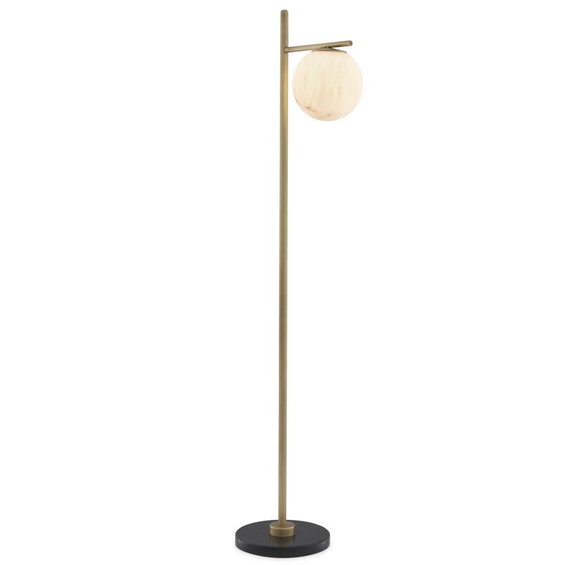 Торшер Eichholtz Floor Lamp Faloria Белый Латунь Античная полированная Черный Мрамор Nero в Екатеринбурге | Loft Concept 