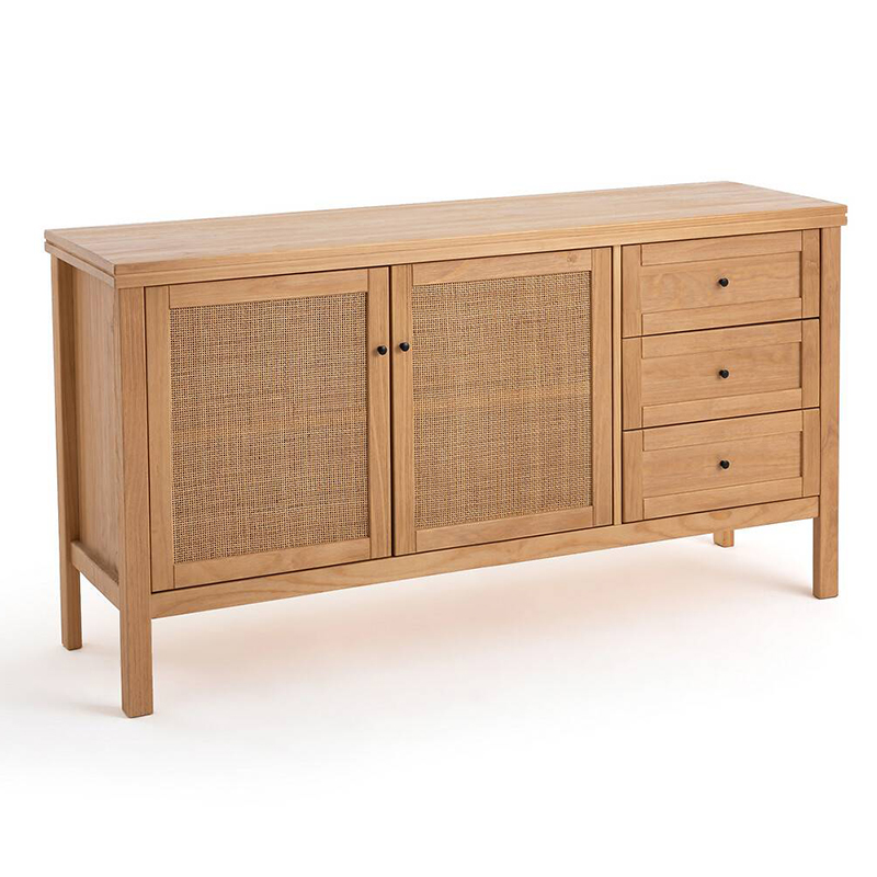 Комод в скандинавском стиле с 2-мя плетеными дверцами Niels Wicker Chest of drawers Древесина в Екатеринбурге | Loft Concept 