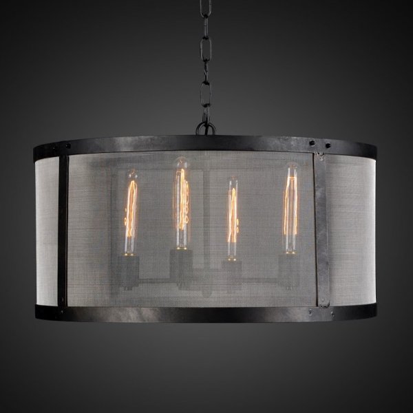 Люстра RH Riveted Mesh Chandelier Round Черный в Екатеринбурге | Loft Concept 