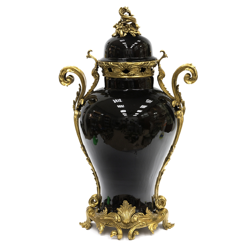 Большая ваза Selenia Black Vase Bronze Patterns Черный Бронза в Екатеринбурге | Loft Concept 