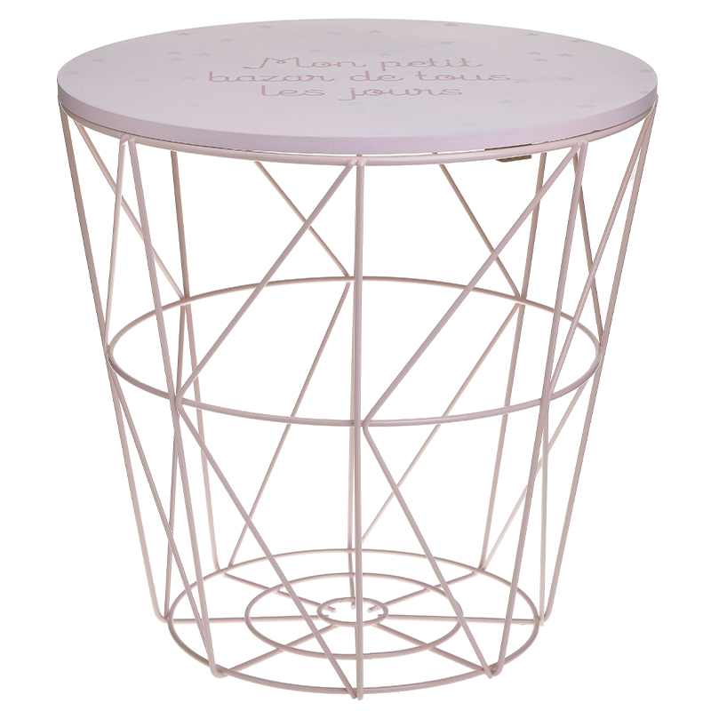 Круглый приставной стол-корзина Pink Wire Basket Side Table Розовый в Екатеринбурге | Loft Concept 