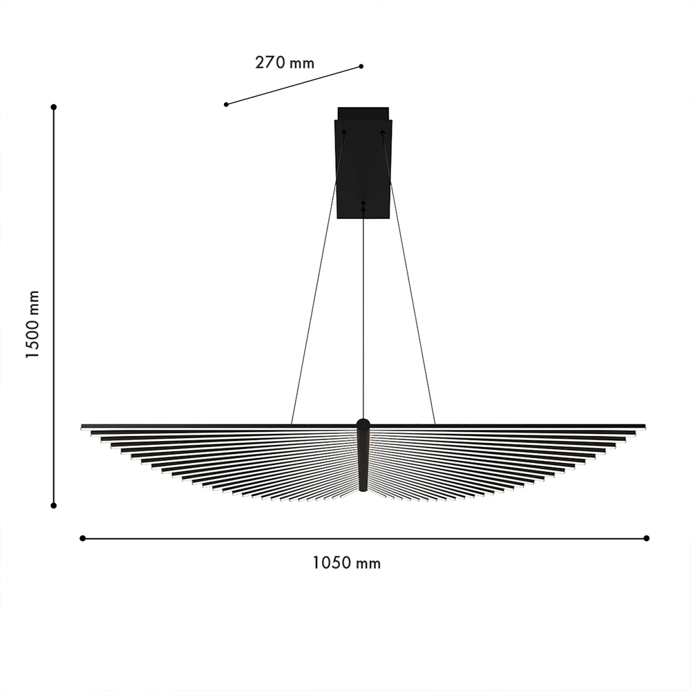 Люстра в виде распахнутых крыльев из тонких металлических планок Flight of Freedom в Екатеринбурге