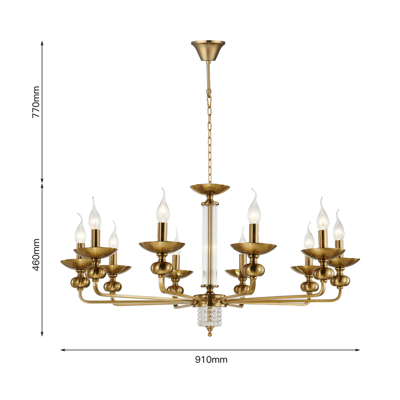 Люстра бронзового цвета со стеклянным декором Candelabrum D91 см в Екатеринбурге