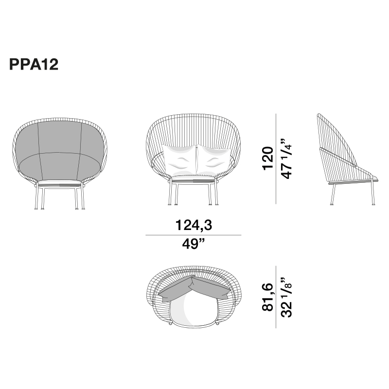 Дизайнерское уличное кресло с веревочной спинкой PETALO Armchair в Екатеринбурге