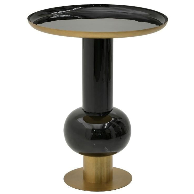 Круглый металлический приставной стол Calem Side Table Gold Black Золотой Черный в Екатеринбурге | Loft Concept 