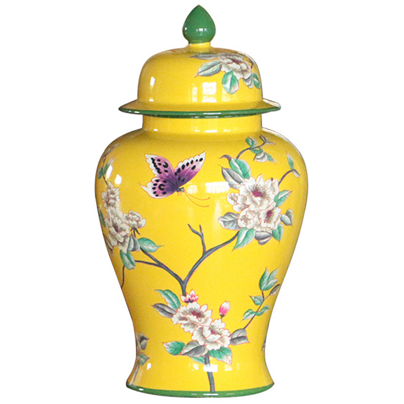 Ваза с крышкой Porcelain Yellow Garden Vase Желтый Зеленый в Екатеринбурге | Loft Concept 