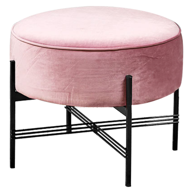 Пуф розовый велюровый Sanjay Velour Pouf Pink Дымчатая Роза Черный в Екатеринбурге | Loft Concept 