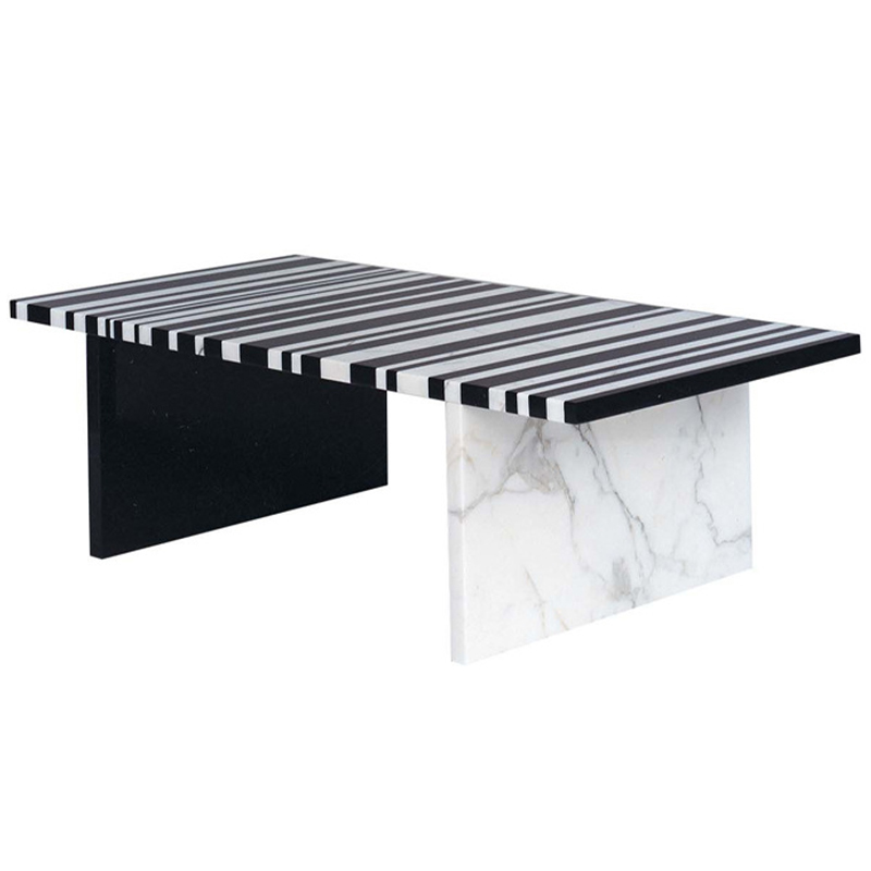 Кофейный стол CODICE A BARRE Black & White Marble Coffee Table Черно-белый Черный Мрамор Nero Белый Мрамор Bianco в Екатеринбурге | Loft Concept 