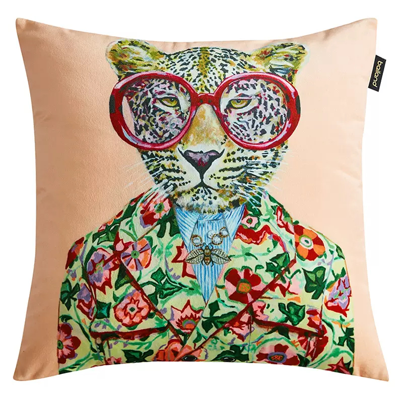 Декоративная подушка Стиль Gucci Fashion Animals Cushion Peach Мульти в Екатеринбурге | Loft Concept 