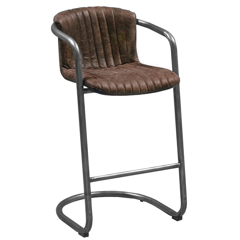 Барный стул Desmond bar stool LEATHER Brown Коричневый винтаж Графитовый в Екатеринбурге | Loft Concept 