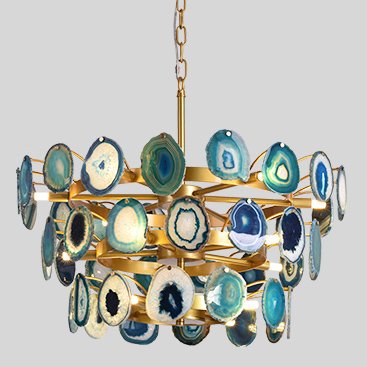 Люстра Agate Burst Chandelier 3 Round blue Зеленый Золотой в Екатеринбурге | Loft Concept 