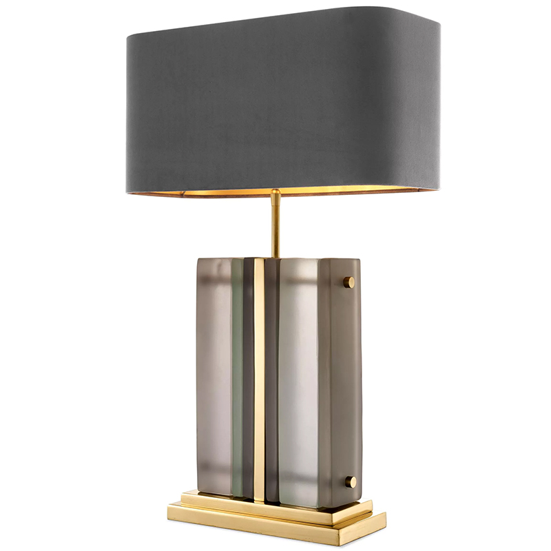 Настольная лампа Eichholtz Table Lamp Solana Brass Стекло Смок Латунь Серый в Екатеринбурге | Loft Concept 