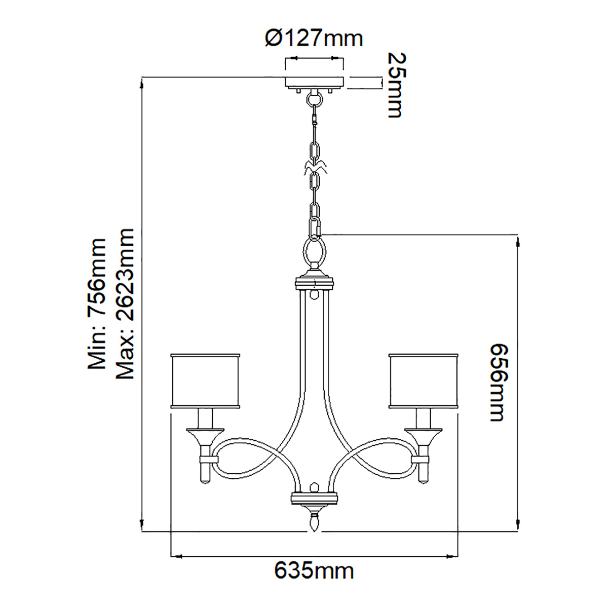 Люстра с белыми тканевыми абажурами в прозрачных стеклянных цилиндрах Kichler в Екатеринбурге