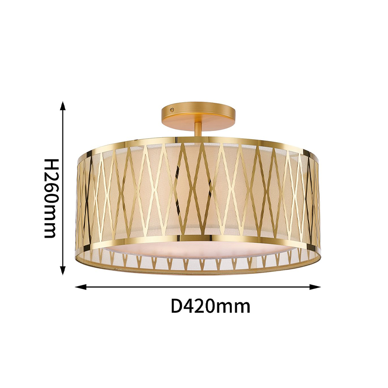 Потолочный светильник с золотым каркасом и тканевым абажуром Lustery в Екатеринбурге