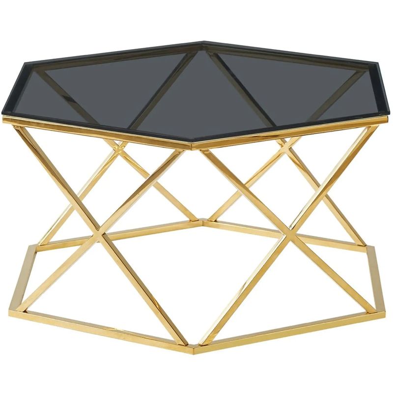 Столик кофейный Ormando Collection Gold №1 Глянцевое золото Стекло Смок в Екатеринбурге | Loft Concept 