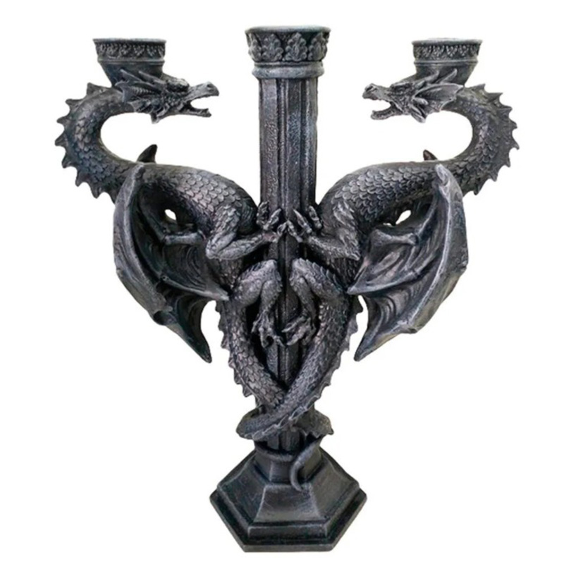 Подсвечник Two Dragons Candlestick Черный в Екатеринбурге | Loft Concept 