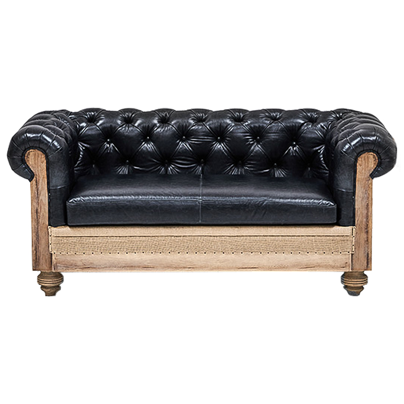 Диван Deconstructed Chesterfield Sofa double Black leather Черный Коричневый в Екатеринбурге | Loft Concept 